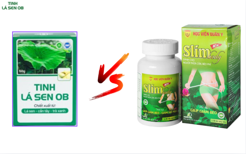 so sánh tinh lá sen ob và viên uống slim body